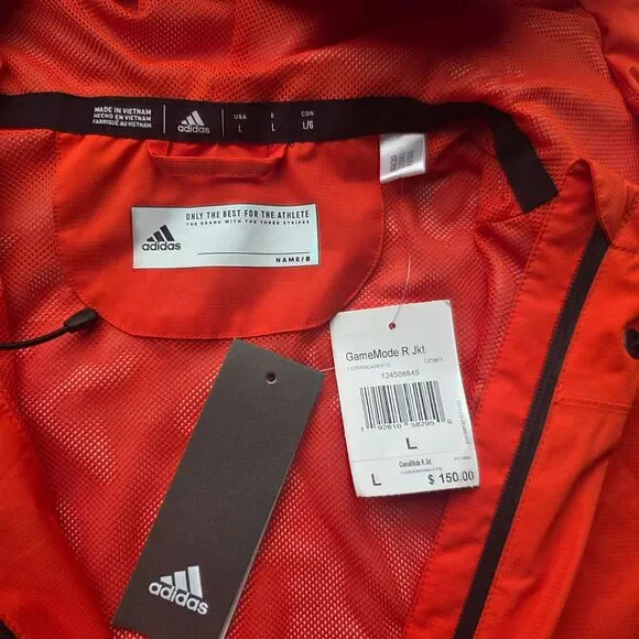 Adidas Gamemode Rain Jacket NWT Size Large in Orange - Picture 2 of 16